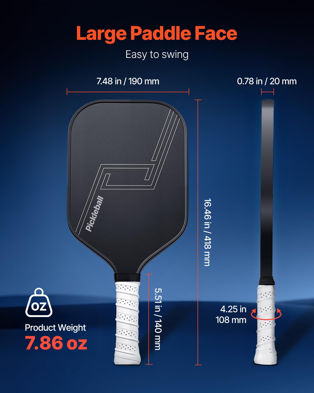 VEVOR Pickleball-Paddelschläger mit T700-Kohlefaseroberfläche und Wabenkern, professioneller Pickleball-Schläger mit erhöhter Kraft & Steuerung & Spin für Erwachsene Männer Frauen, Schwarz