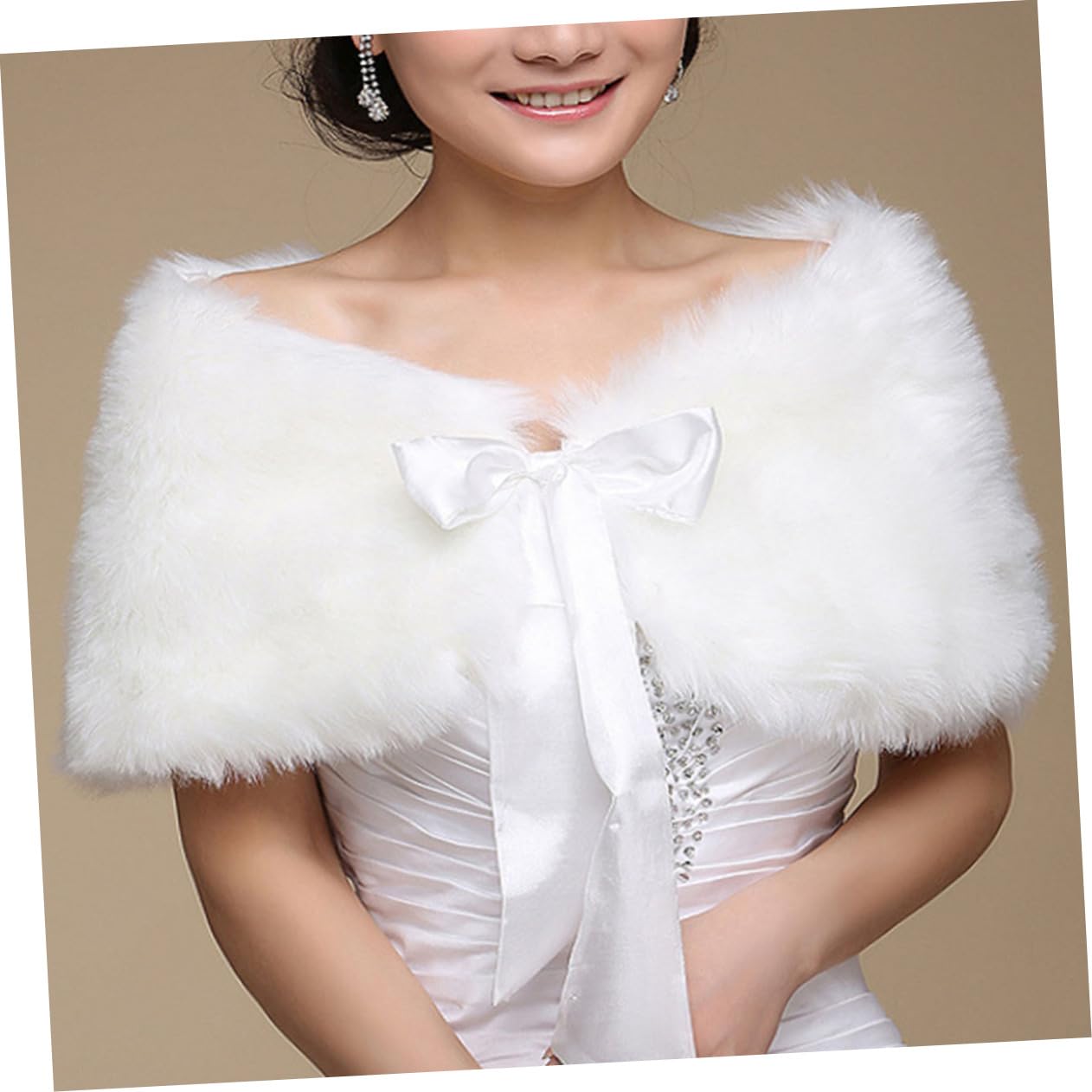 2piezas Chal De Novia Elegante y Cálido Para Invierno Estola De Para Ceremonias y Fiestas
