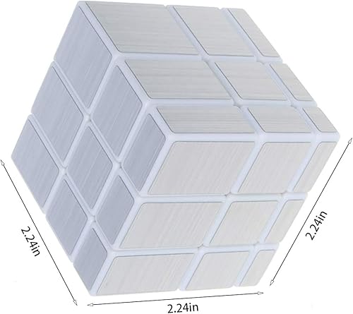 Miniatura 5 de Ahyuan - Juego de cubos de velocidad de espejo, paquete de 2 cubos mágicos, dismorfismo, 3 x 3 x 3 pulgadas, rueda dorada, cubo plateado, cubo de