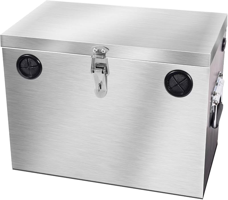 Caixa de bateria peastorm em aço inoxidável com tampa travável para baterias Grupo 24–31 – Kit com 1 unidade