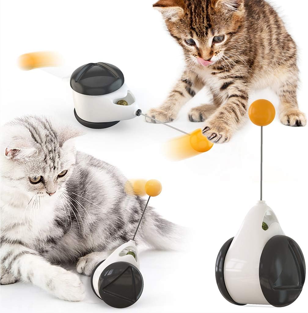 Kicpot Cat Exercise Wheel Interactive Cat Toy with 360 Degree Auto Rotating Ball, Build-in Catnip Ball, Cat Chaser Playing Toys Cat…