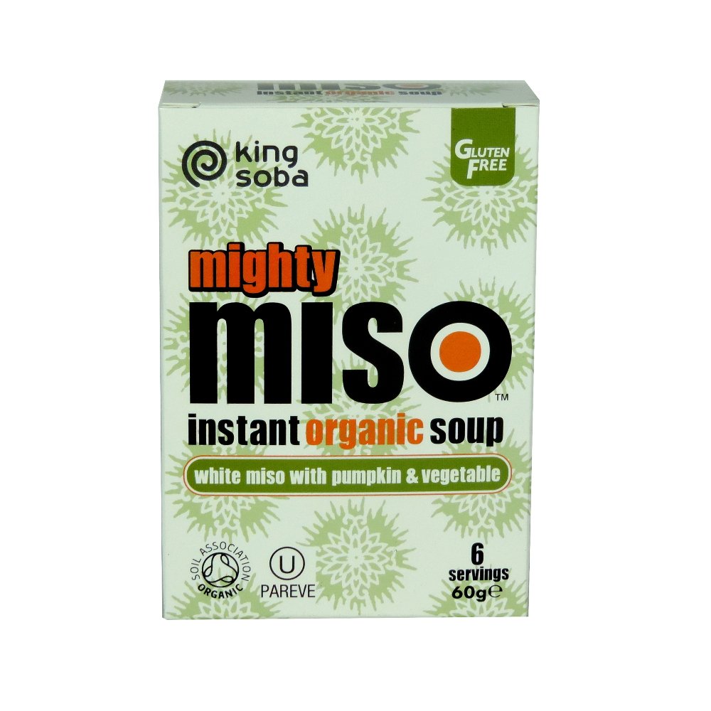 King Soba - Mighty Miso - White Miso with Pumpkin & Vegetable Instant Organic Soup - 60g (Case of 10)