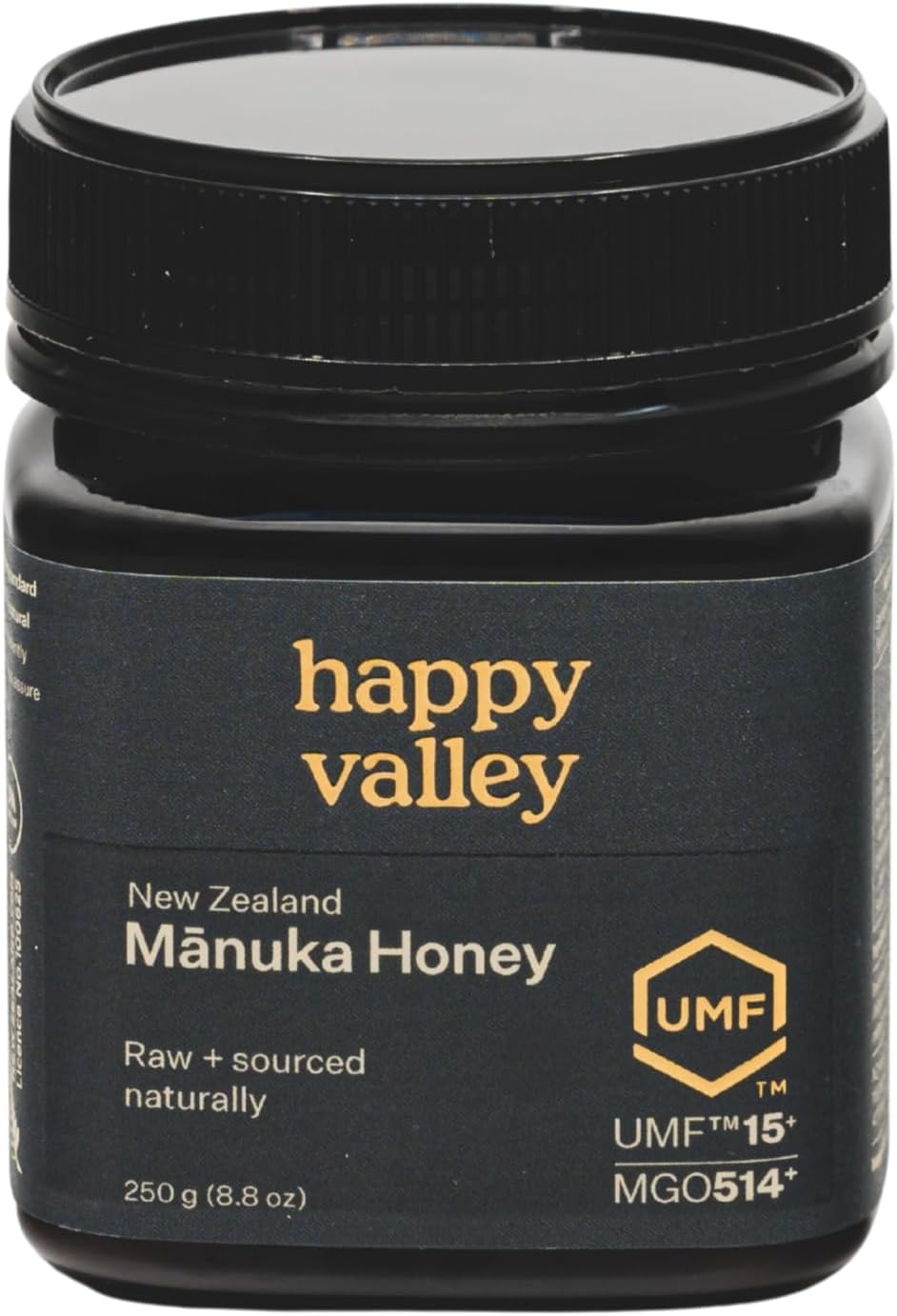 Happy Valley UMF 15+ Mānuka Honey, MGO 514+, Raw New Zealand Honey, Superfood for Immune and Digestive Support, UMF Certified, Non-GMO, 250g (8.8 oz)