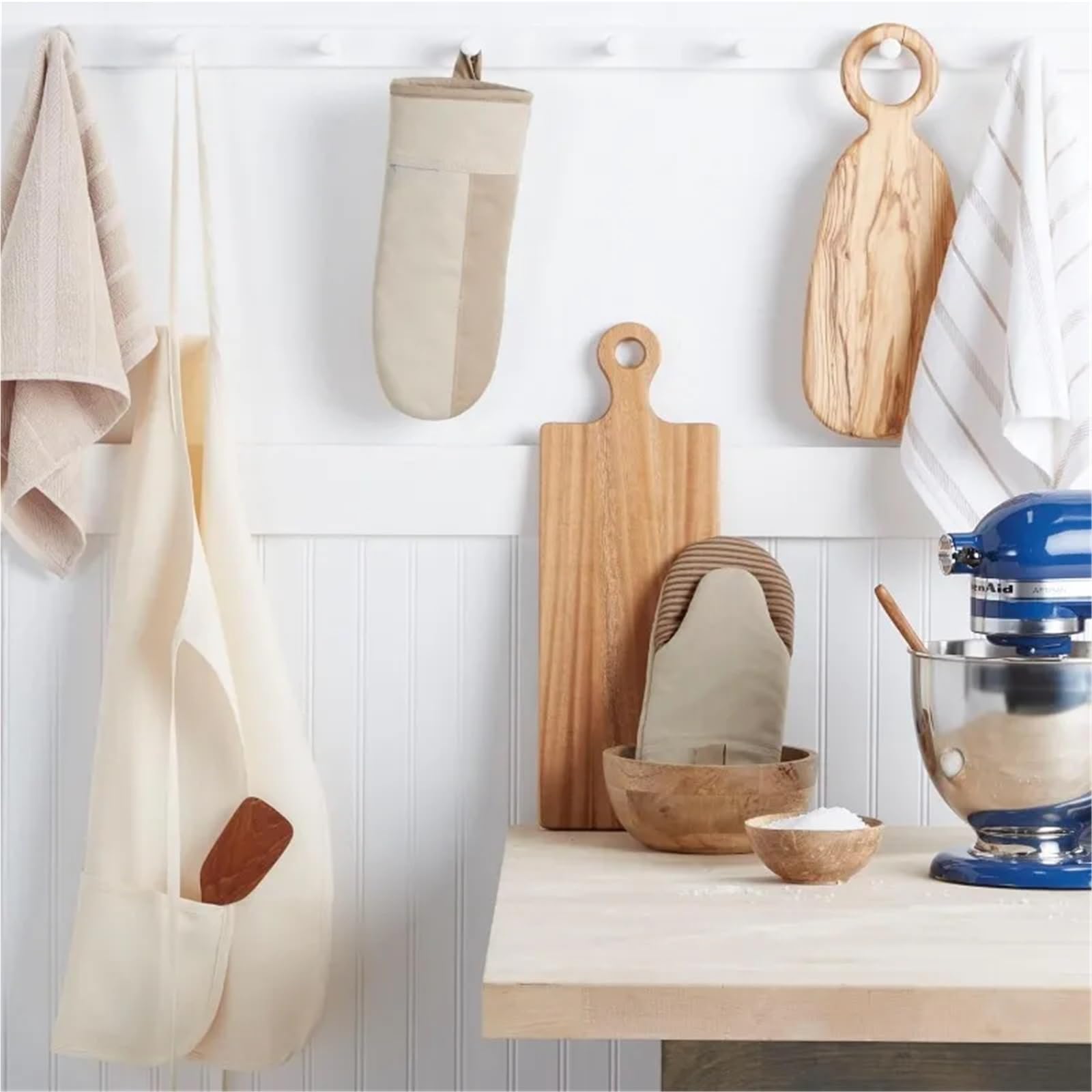 Juego de Manoplas de Horno Antideslizantes de Dos Tonos, Manoplas de Horno Beige, 5,75 "x 13", 2 Piezas for Cocina de Horno para Hornear