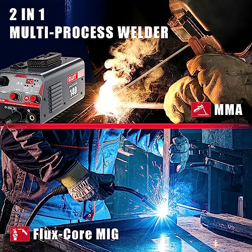 AWT Soldador MIG 140 Amp, Flux Core MIG soldador/máquina de solda 2 em 1, máquina de solda 110 V com