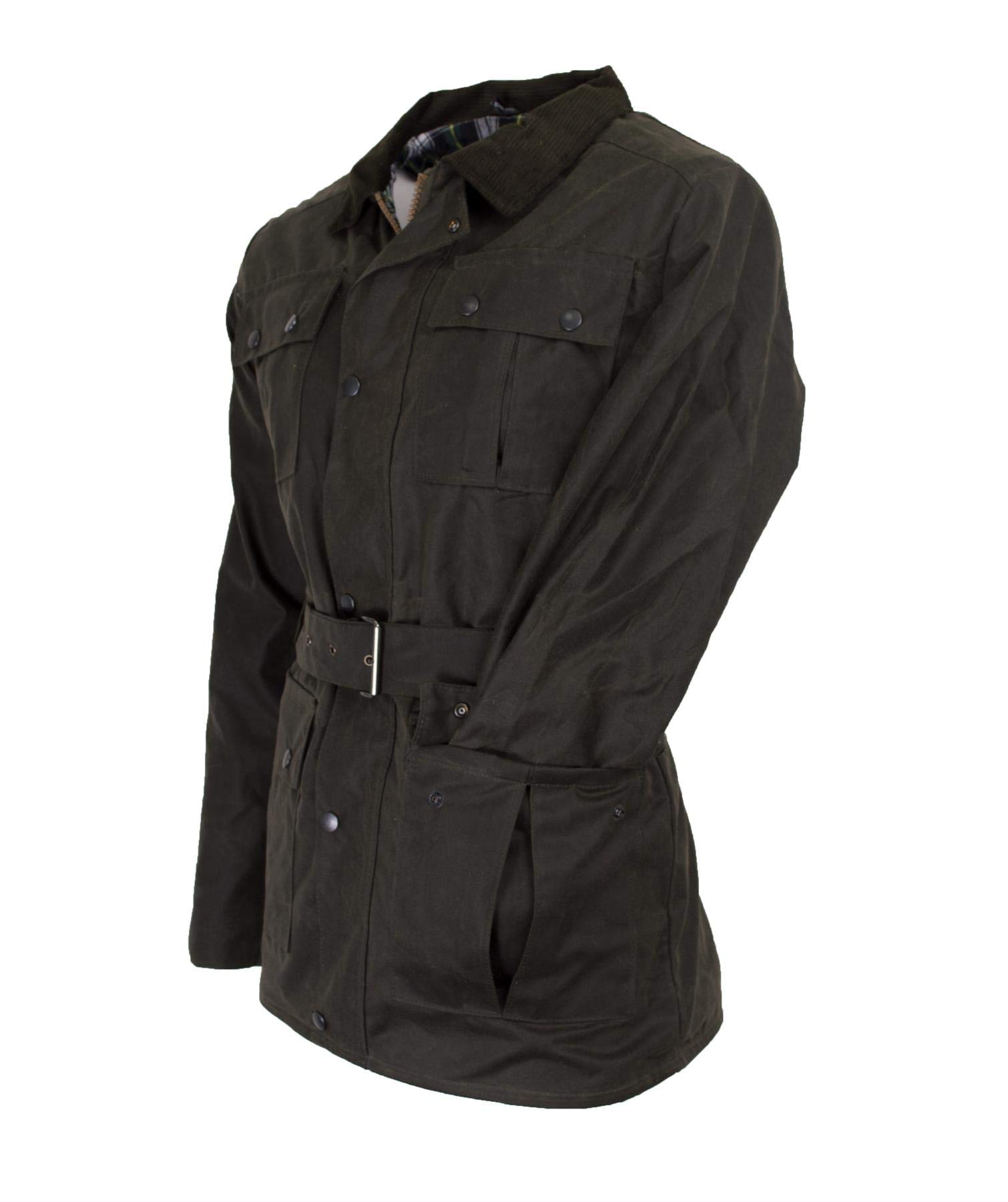 WALKER AND HAWKES - Giacca Cerata in Stile Motociclista - Impermeabile - con Cintura e 4 Tasche - Uomo