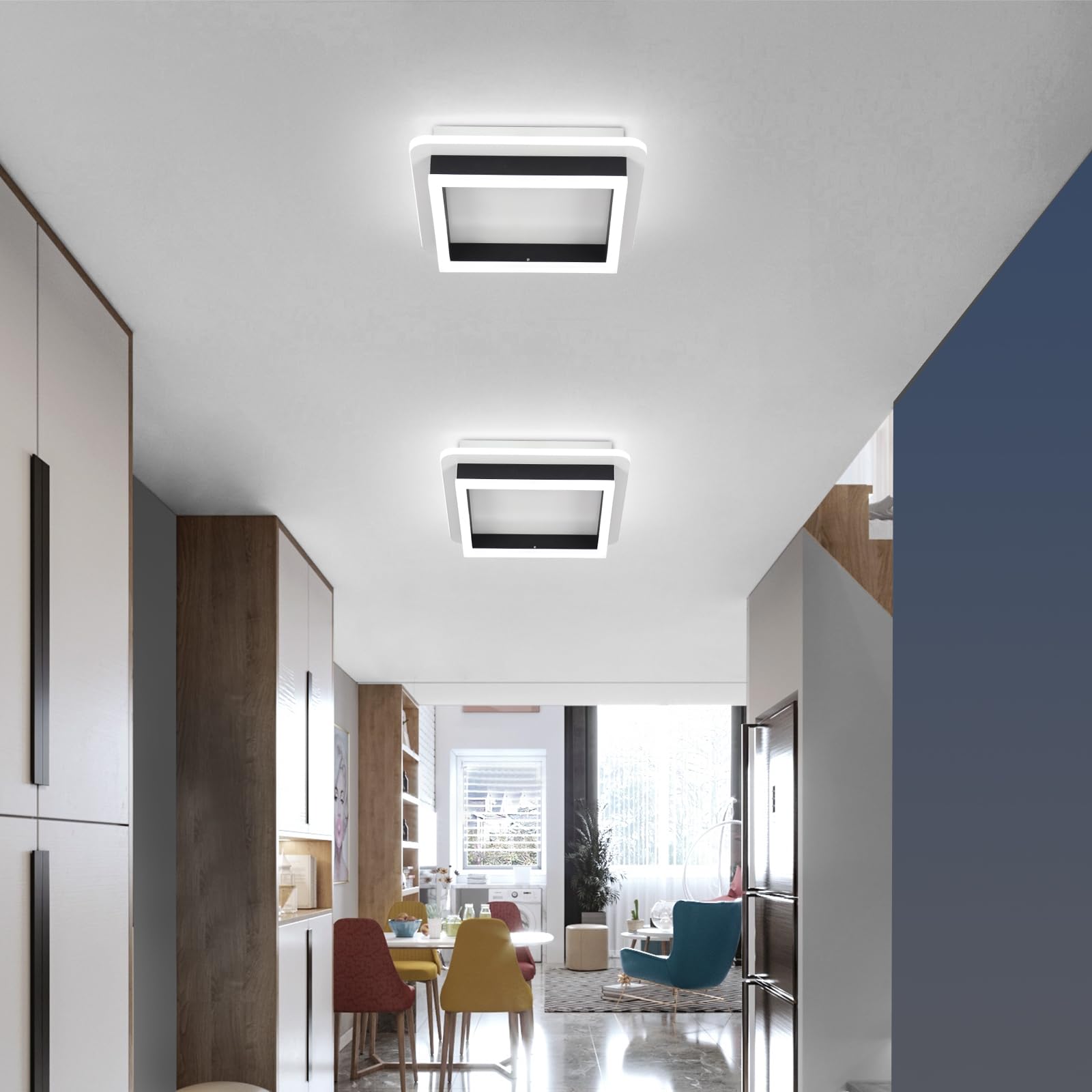 CANEOE Modern LED Ceiling Light, 6000K Gold Led Hallway Ceiling Light Fixtures, Curved Design Semi Flush Mount Ceiling Lights For Hallway Bathroom Kitchen Entryway Stair Ceiling Lamp (No Dimmble