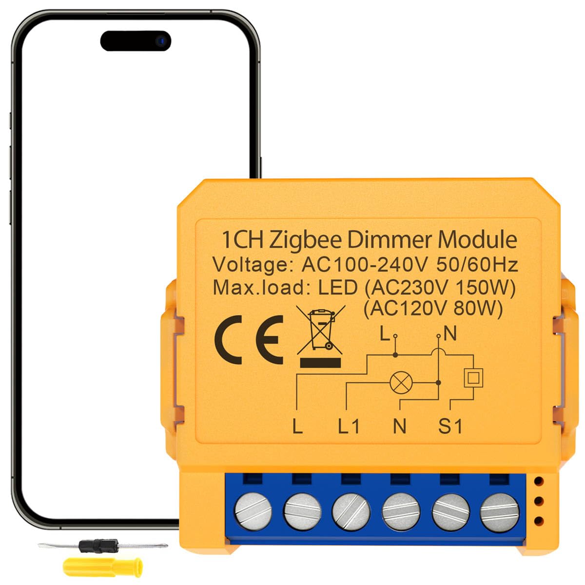 Module de variateur intelligent 150 W Module de variateur LED intelligent Zigbee 1 gang 2 voies WiFi intelligent Alexa compatibles avec les LED