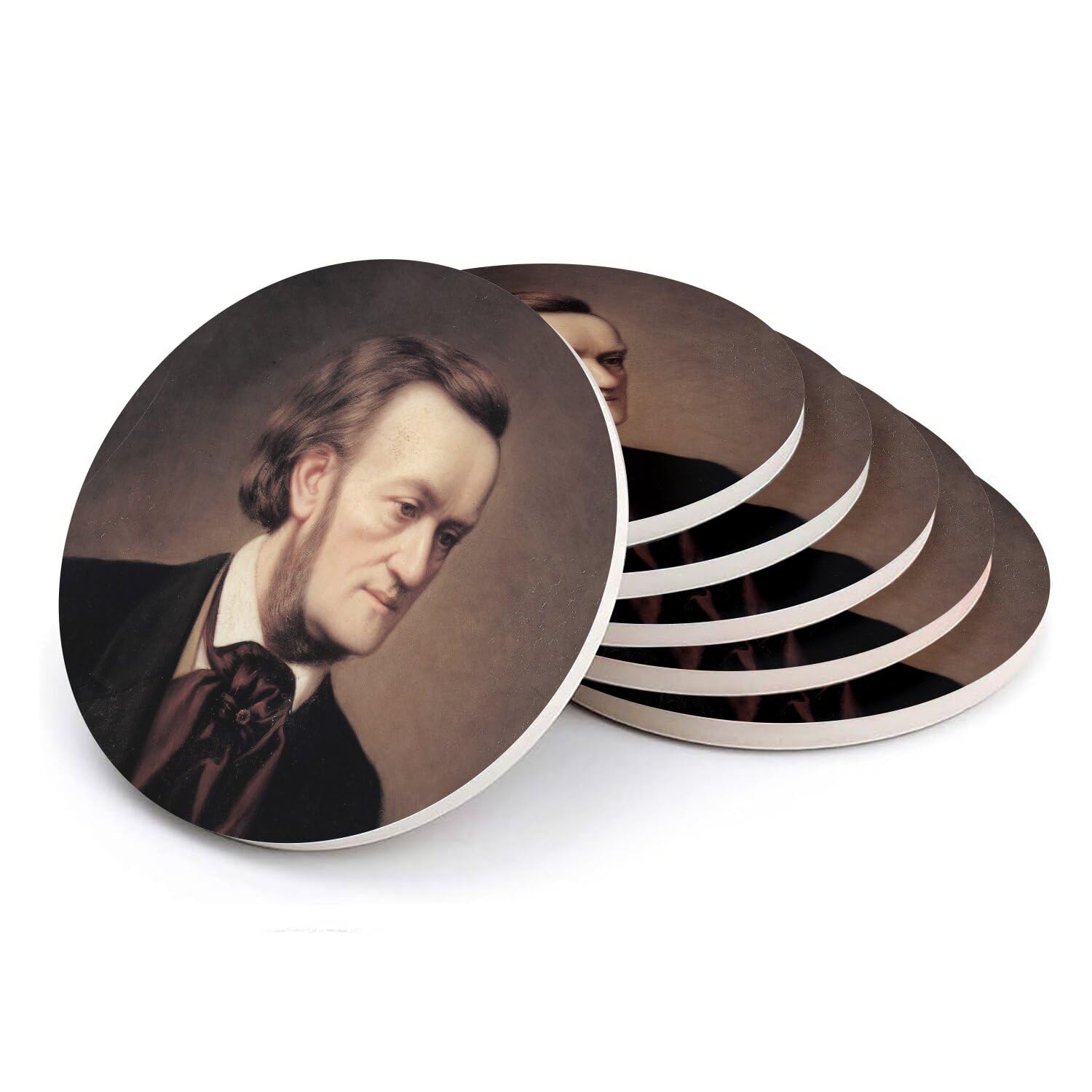 Sous verre Wagner céramique idée cadeau mélomane lot 6 dessous de verre peinture portrait