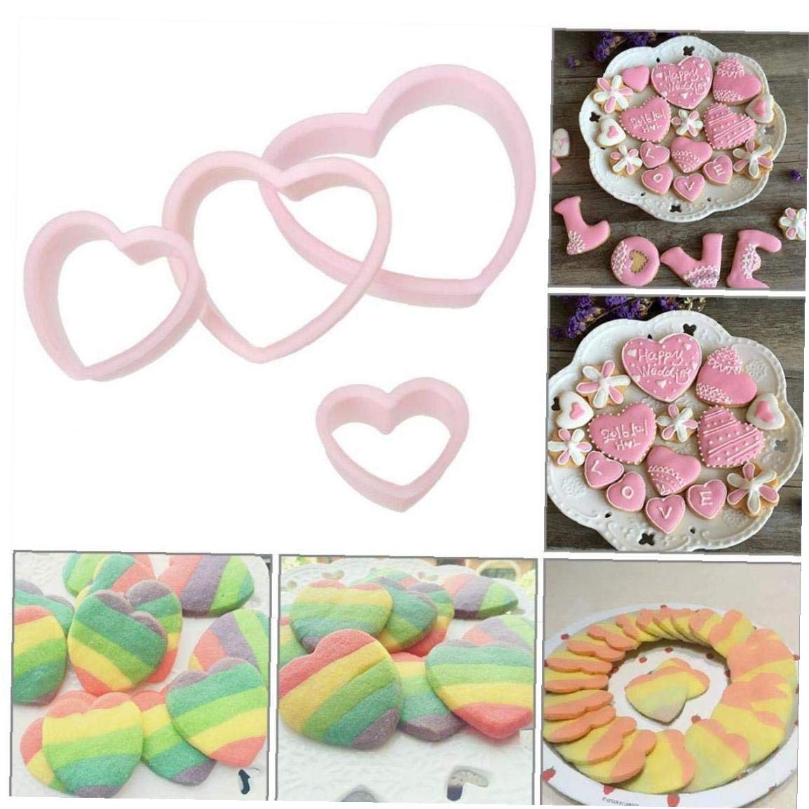 Lankater Love Heart Shape Biscuit Stamp Sugarcraft Fondant Cake Cookie Cutter Decorating Moulds 4pcs/set