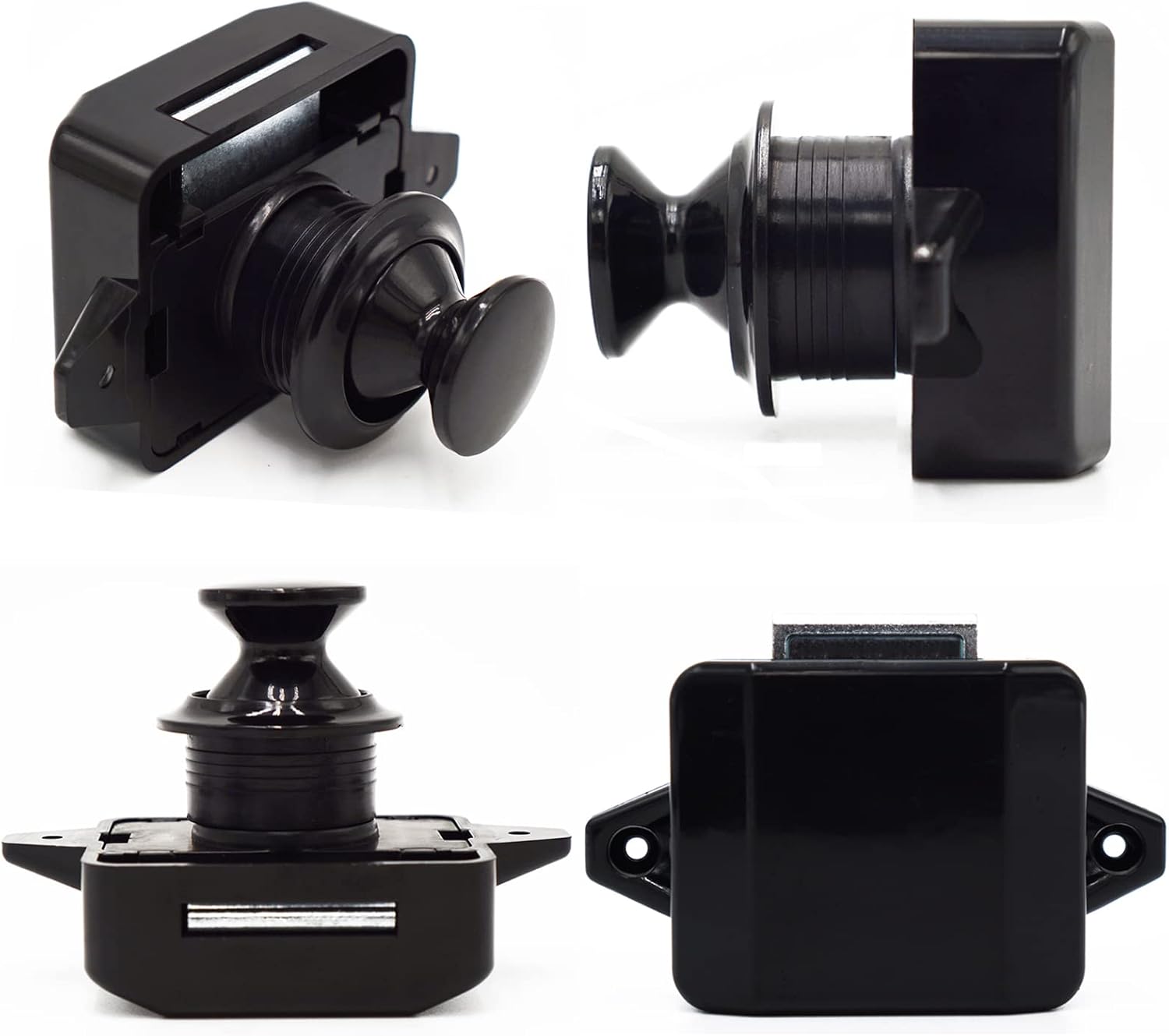 5pcs Push Button Cabinet Latch Lock for RV Motorhome Camper Caravan Yachts (ABS)-Black