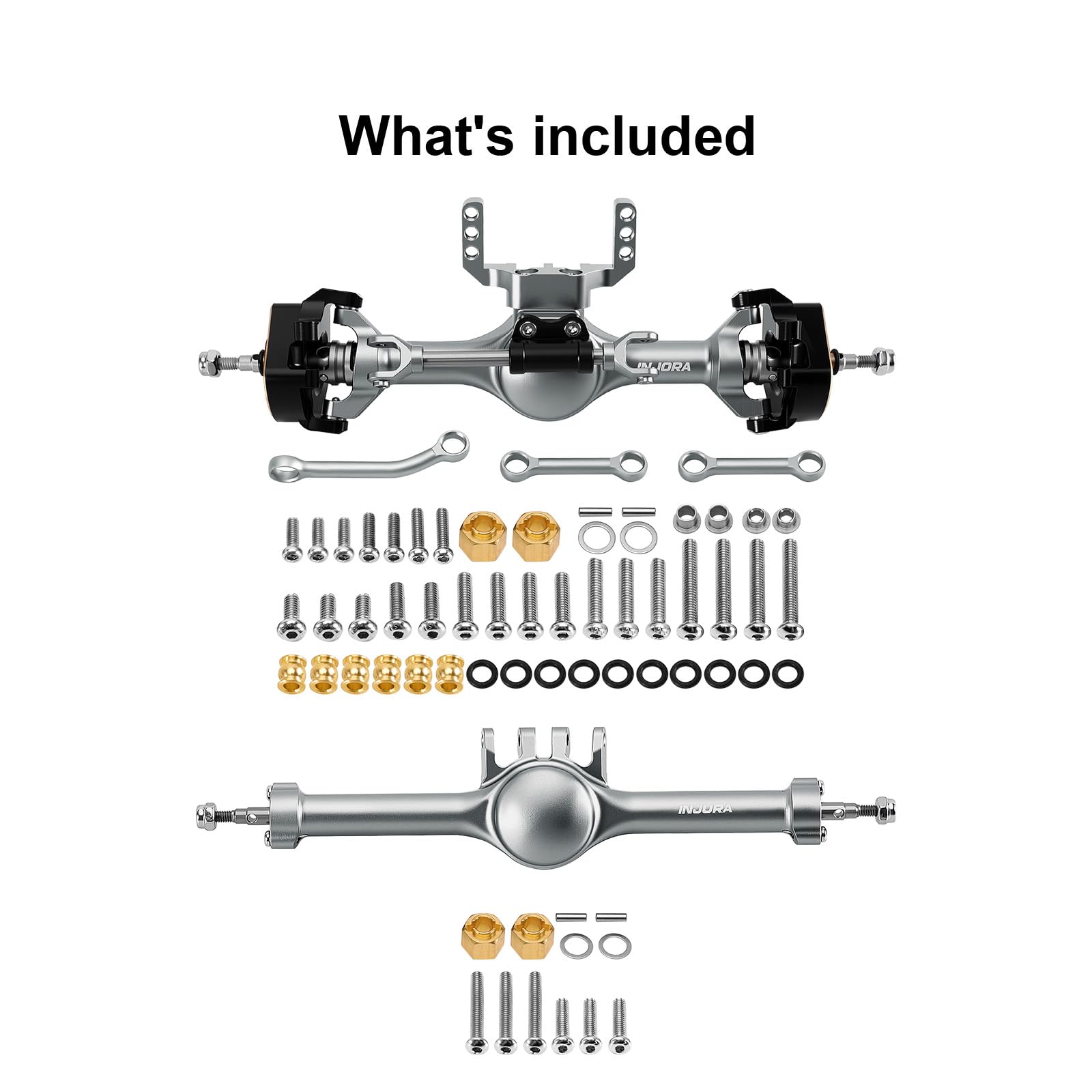 INJORA +7mm Planetenachsen mit Doppelgelenkwellen & skalierter hydraulischer Lenkung für 1/18 TRX4M