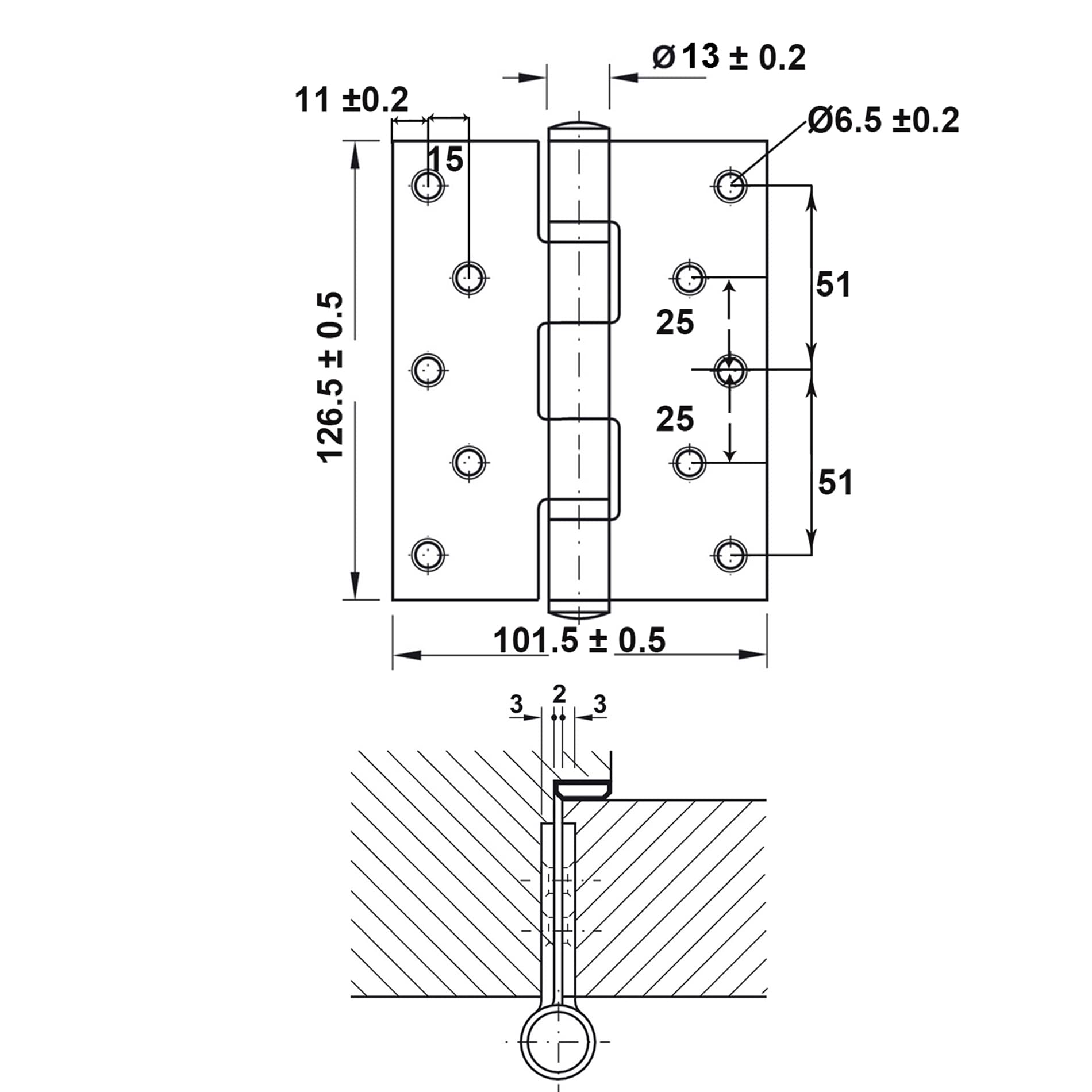 Charnières à Bout Paumelle à Visser Acier Inox à Roulement à Billes Charnière 127 x 102mm pour Portes Intérieures à Recouvrement Jusqu'à 120kg (4 Pièces)