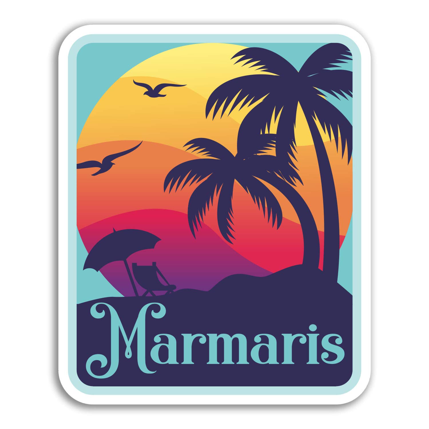 2 x 10cm Marmaris Vinyl Stickers - Turkey Sunset Sticker Laptop Luggage #18469 (10cm Tall)