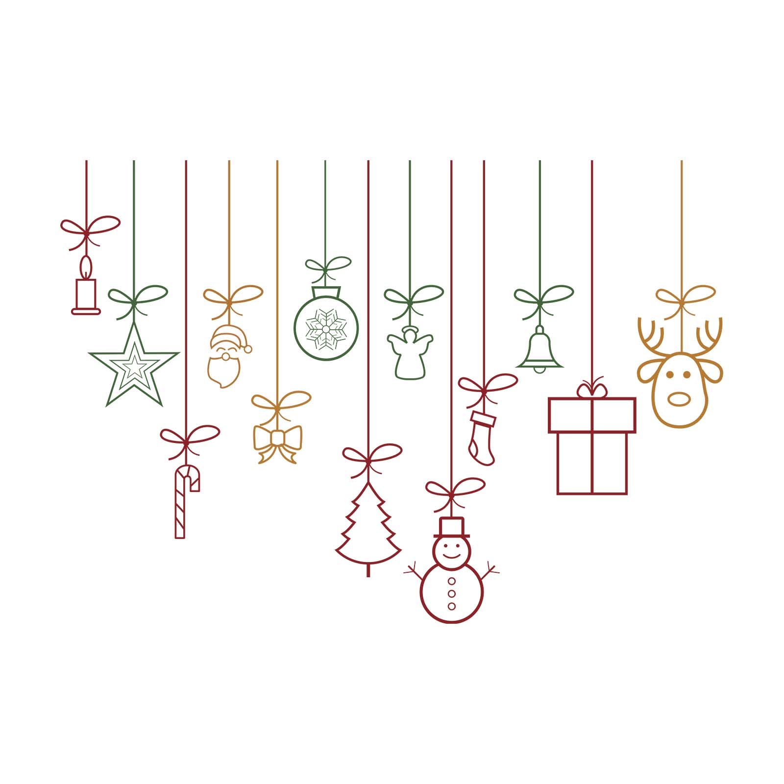 100yellow® PVC Vinly Christmas Trees Bells and Stars Wall Sticker for Christmas Decoration | Multicolor| 90 X 60 cm