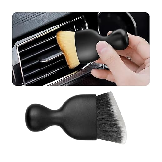 Blilo Car Interior Detailing Brush, Auto Soft Hair Cleaning Brushes, Curved Dirt Dust Collectors, Removal Tool for Dashboard Air Conditioner Vents Leather, Scratch Free (Black/White/1PCS)