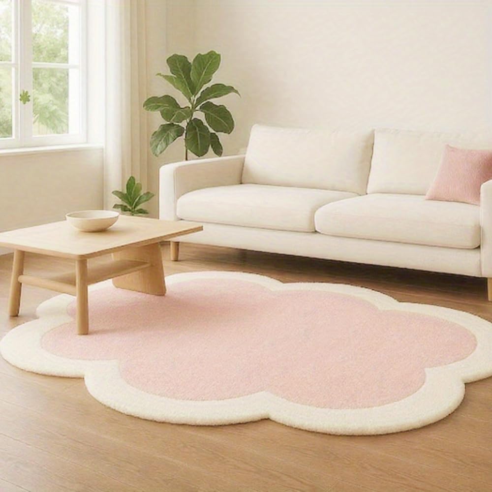 Tapis de salon irrégulier haut de gamme, tissage uni épais et moelleux pour dressing chic
