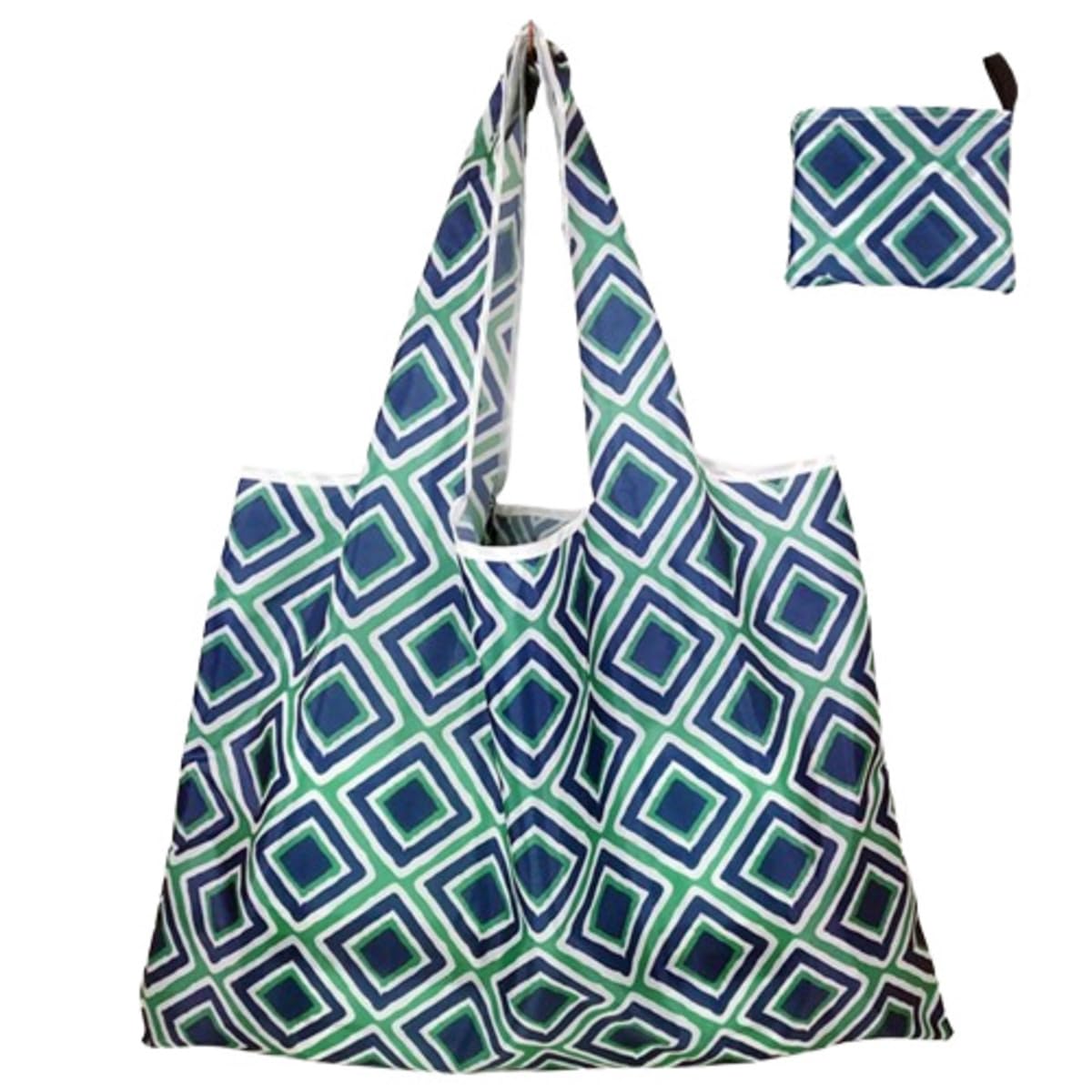 MOMISY Designer Pattern Reusable and Foldable Shopping Bag/Tote Hand bag/Travel Bag/Grocery Bag | Heavy Duty, Eco Friendly | Compact, Lightweight and Convenient (Diamond Blue) (B0CVQKB5J9) Amazon Price History, Amazon Price Tracker