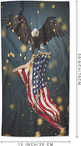 Miniatura 5 de AOYEGO Toallas de baño con bandera estadounidense de águila calva, estrellas y bandera nacional, toallas de mano para cocina, decoración de baño,