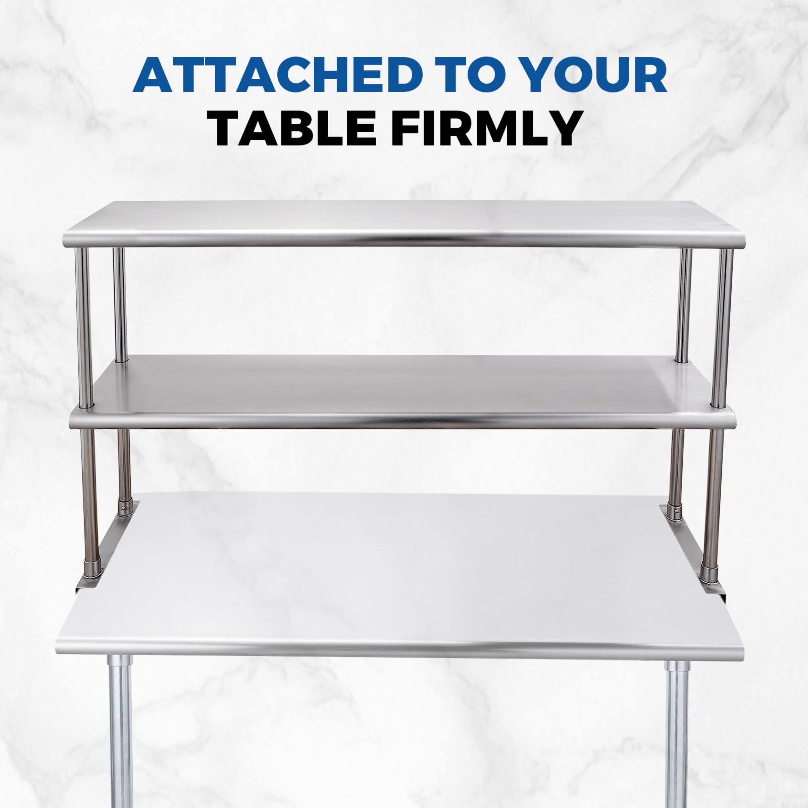 VEVOR Double Overshelf, Double Tier Stainless Steel Overshelf, 12 X 48