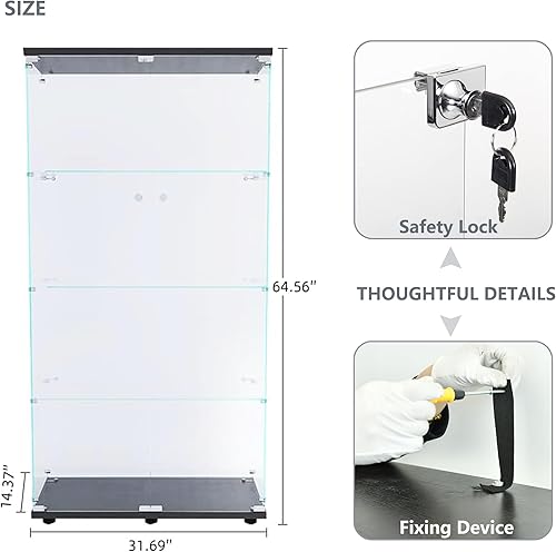 Miniatura 2 de vitrina contemporánea de vidrio de 645 pulgadas con 4 estantes transparente con dos puertas moderna colección de gabinetes Curio estantería de pie