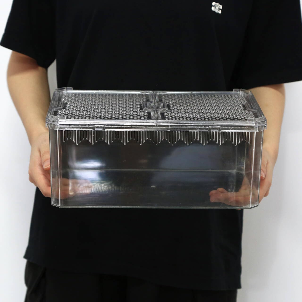 【No Assembly】 Breathable and Secure Reptile Tank with high Transparency - Ideal Container House for Hermit Crab, Tarantula Enclosure, Turtle Tank or Jumping Spider Habitat (L)