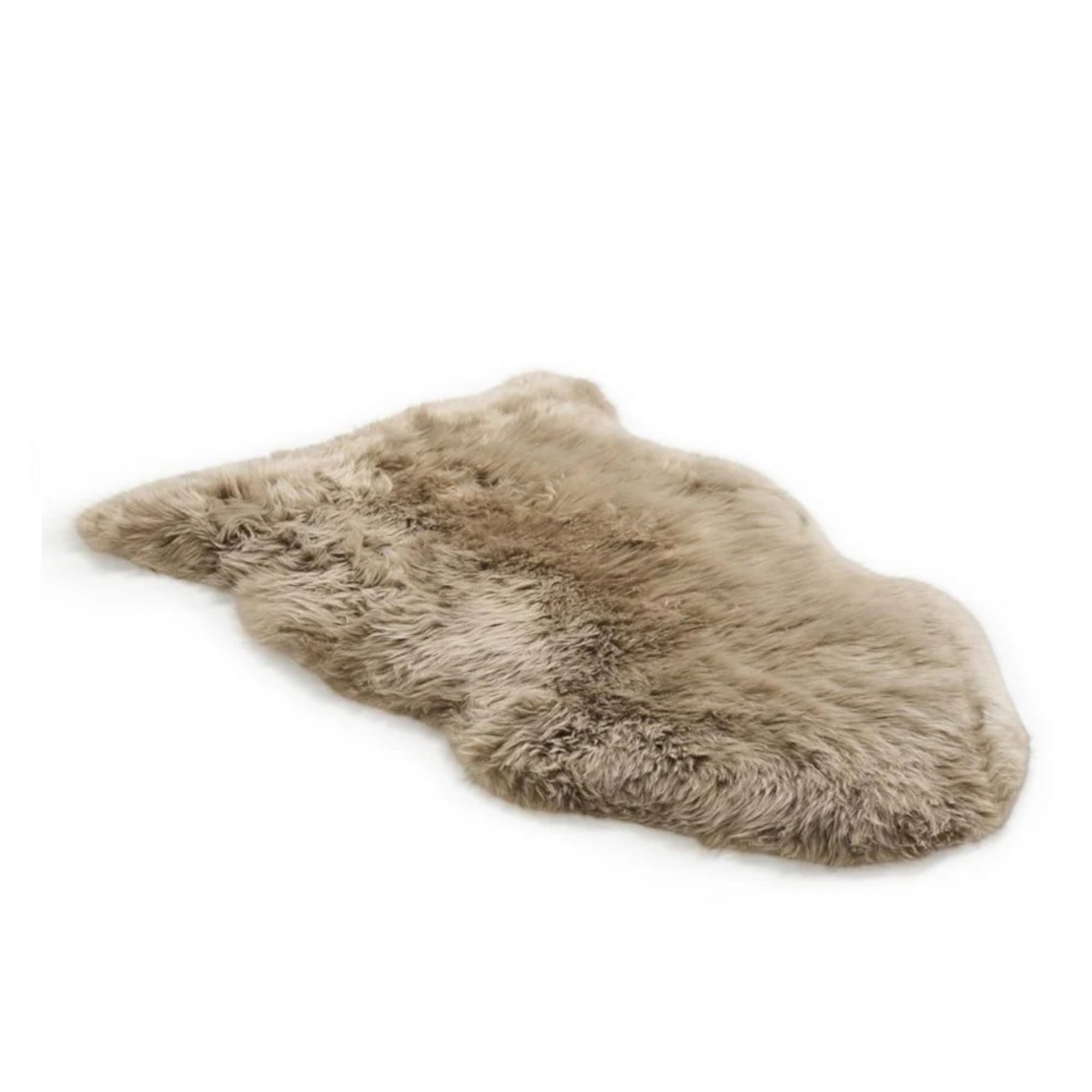 Infinity Leather Tapis Luxe en Peau de Mouton véritable 100% Laine Naturelle, Doux, Soyeux et Moelleux. Idéal pour Chambre, canapé ou Sol. Chaud et Respirant. Parfait! (90 x 60 cm) (Taupe)