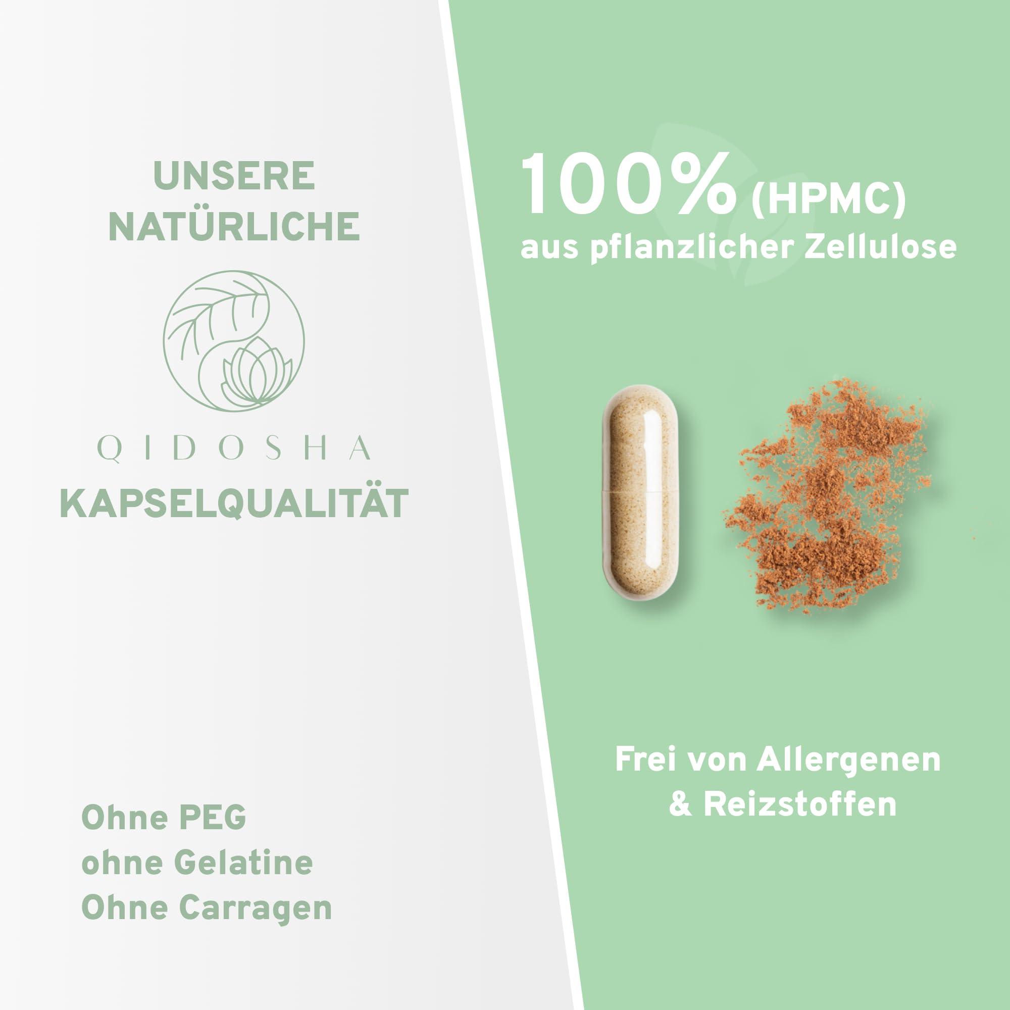 QIDOSHA® L-Theanin & EGCG aus Grüntee-Extrakt, 180 Kapseln im Apothekerglas, 500mg je Kapsel, davon 40% L-Theanin, 30% Tee-Polyphenole & 10% EGCG, Wirkstoffgehalt in externem Labor testiert