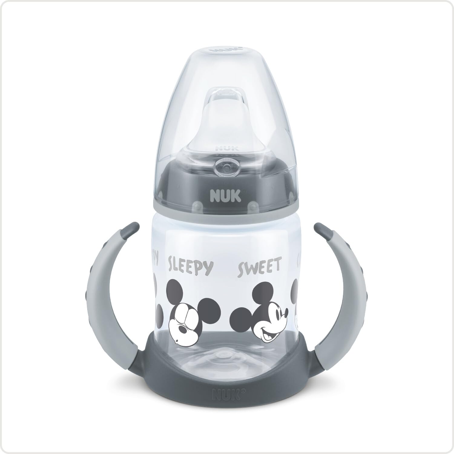 First Choice+ Drinking Bottle | 6-18 Months | 150 ml | Anti-Colic Valve | Leak-Proof Drinking Spout | Ergonomic Handles | BPA-Free | Disney Mickey Mouse | Grey