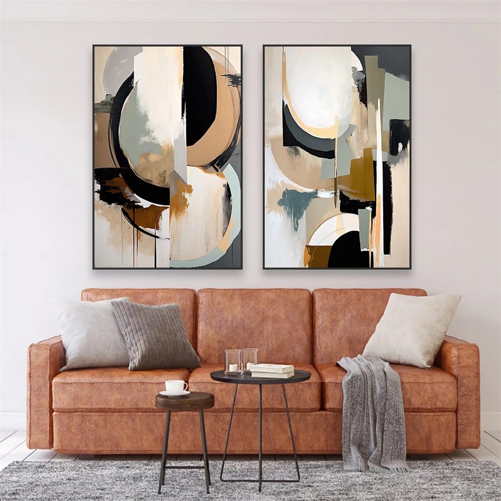 WBYZAC Set of 2-Modern Minimalist Abstract Art Poster Beige Blue White Print Neutral Gallery Wall Canvas Painting Home Living Room Kitchen Office Decor-40 * 60cm (No Frame)