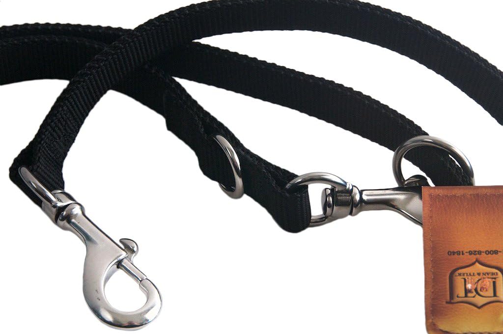 Dean & Tyler Nylon Night Steel Dog Leash, 6-Feet, Black