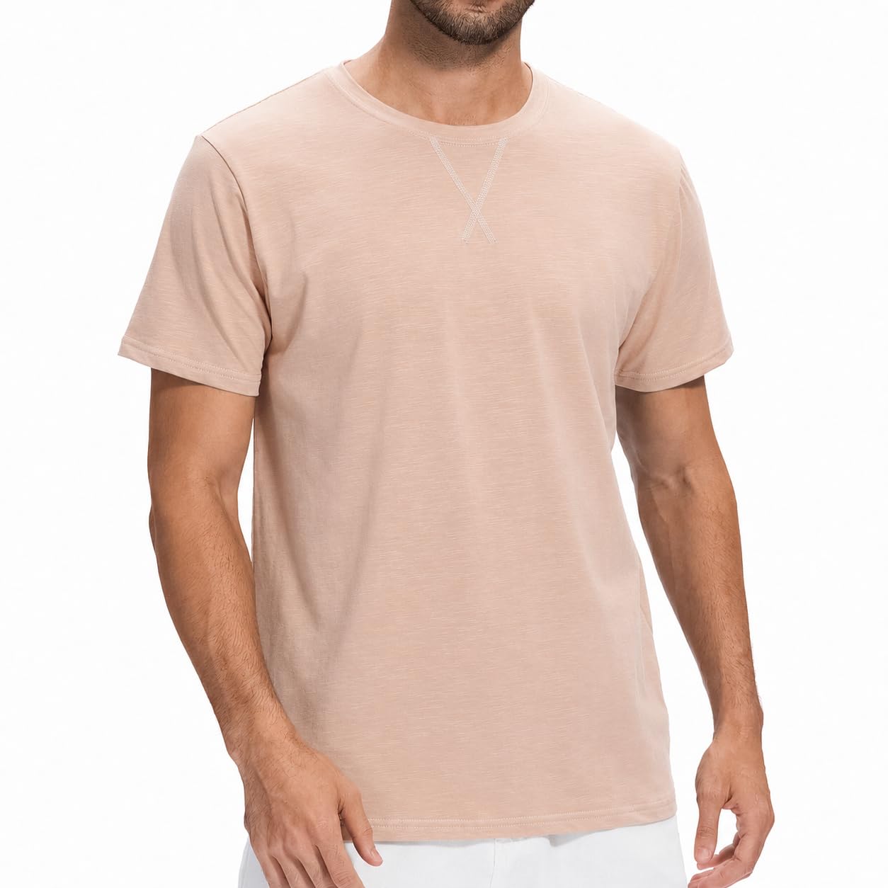 MRING für Herren 95% Baumwolle Sommer Einfarbig Basic Top Männer Kurzarm T-Shirt