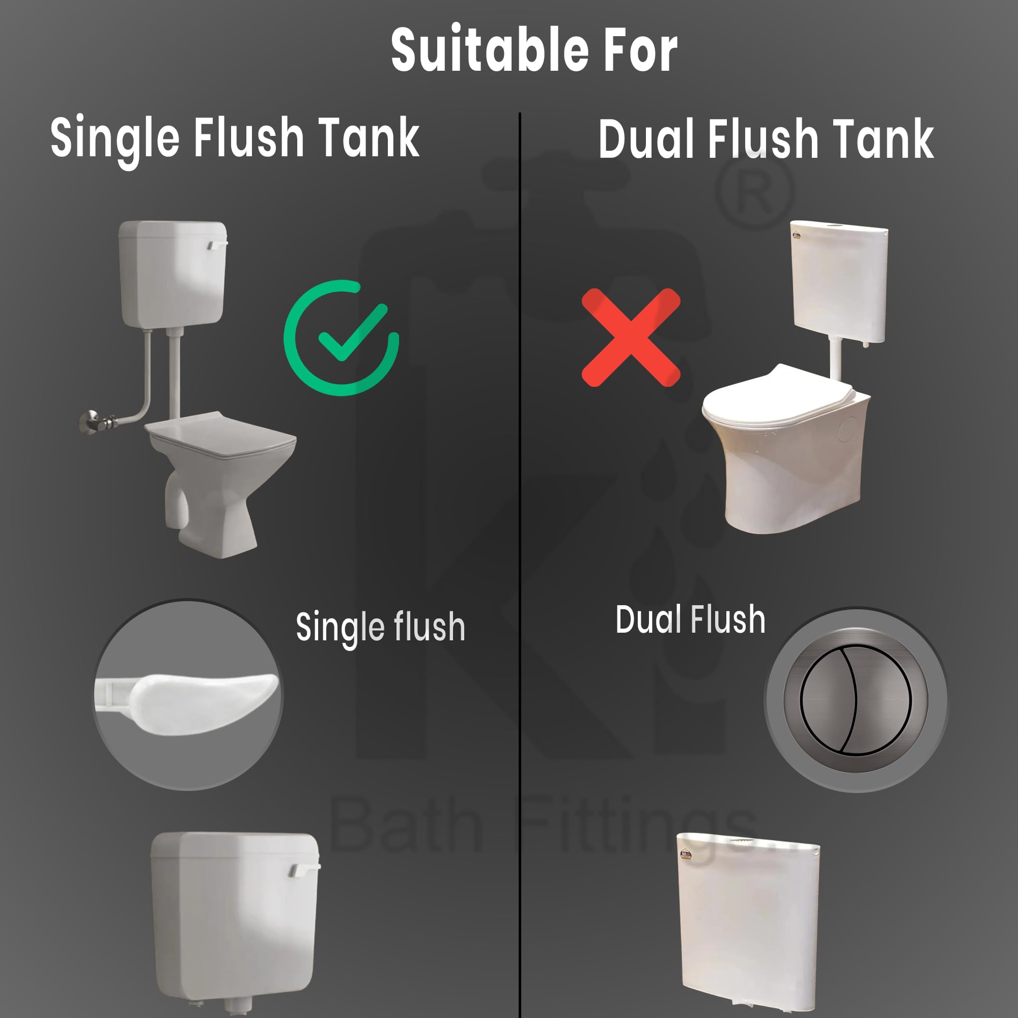 KI Plastic Toilet Flush Tank Lever Handle (Parry Type, White) 3