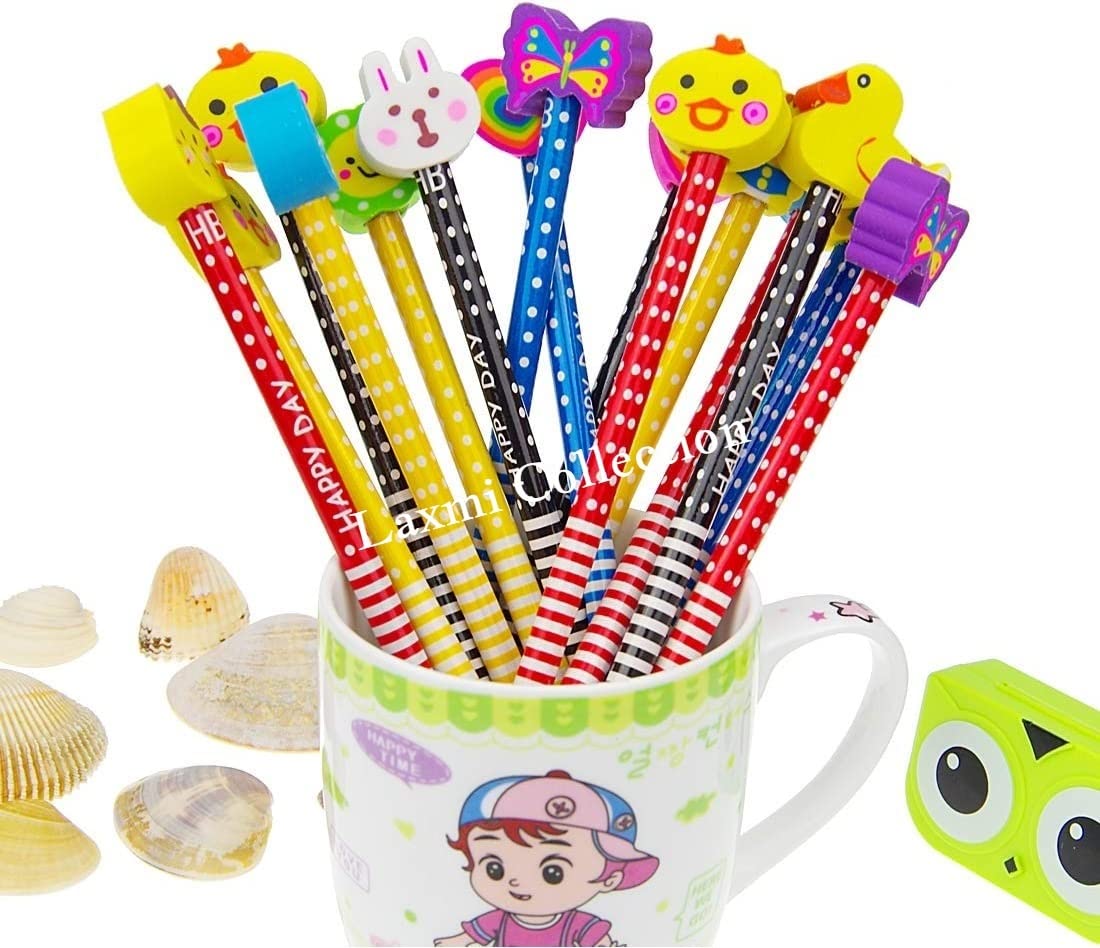 Laxmi Collection 24 Pcs Colorful Fun Cartoon Animals Pencil Set with Cartoon Rubber Eraser Return Gifts for Kids Party Favour Multicolor (Pack Of 24) (B0BNQQSVZF) Amazon Price History, Amazon Price Tracker