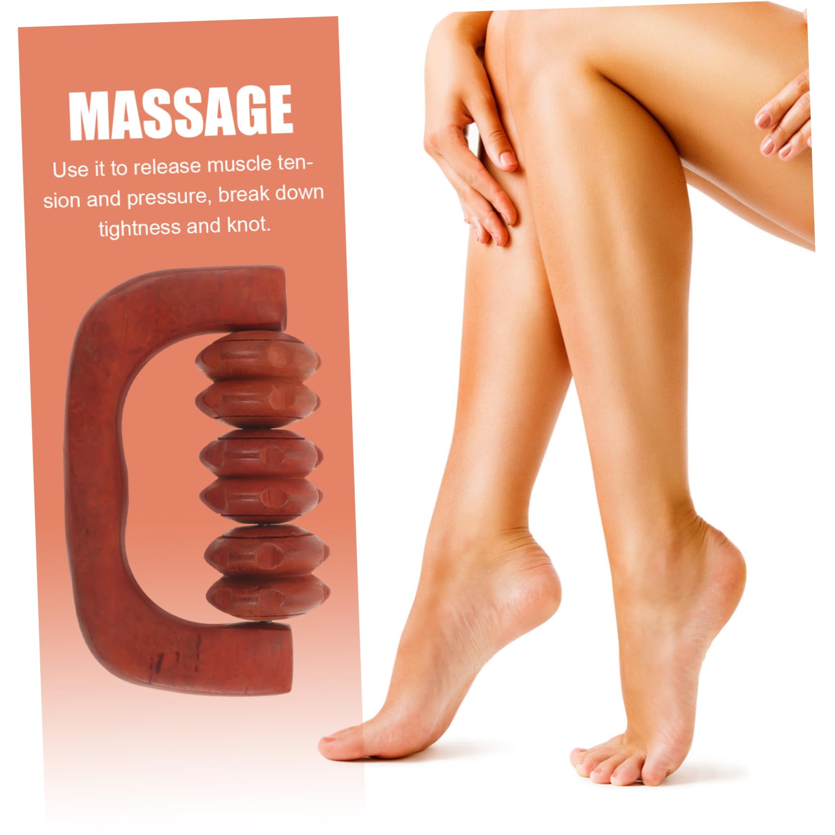 Didiseaon 4 Piezas Masajeador de rodillos de madera. masajeador de mano rodillo de masaje masajeador de rodillos para el cuello rodillo muscular manual rueda de desplazamiento engranaje