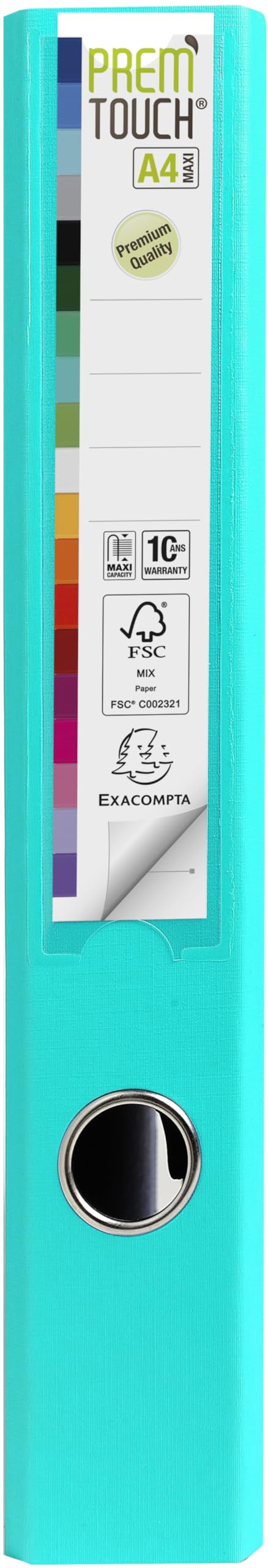 Exacompta - Réf. 53103E - Carton de 10 classeurs à levier A4 MAXI Prem'Touch - Dos 50 mm - Mécanique 55 mm - Dimensions extérieures : 32 x 30 x 5 cm - Format à classer A4 maxi - Coloris : Vert clair