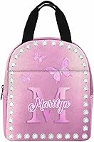 Vista 30 de InterestPrint Lonchera personalizada con nombre para niños, hielera de mariposa con purpurina personalizada, bolsa de almuerzo reutilizable