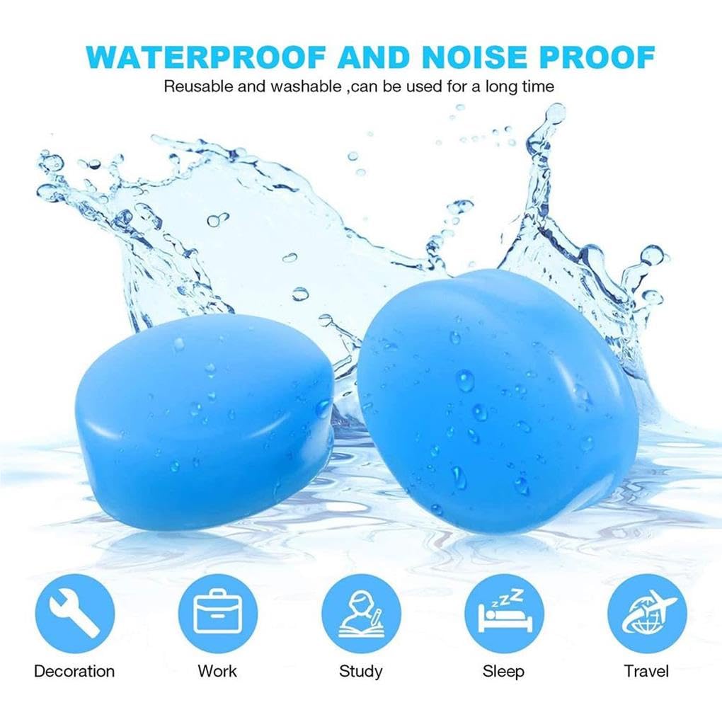 Ohrstöpsel zum Schwimmen, Tauchen, wasserdicht, Geräuschreduzierung, Ohrstöpsel, Sortiment, Flugzeug, Bus, Konzert, formbar, Blau, 10 Stück