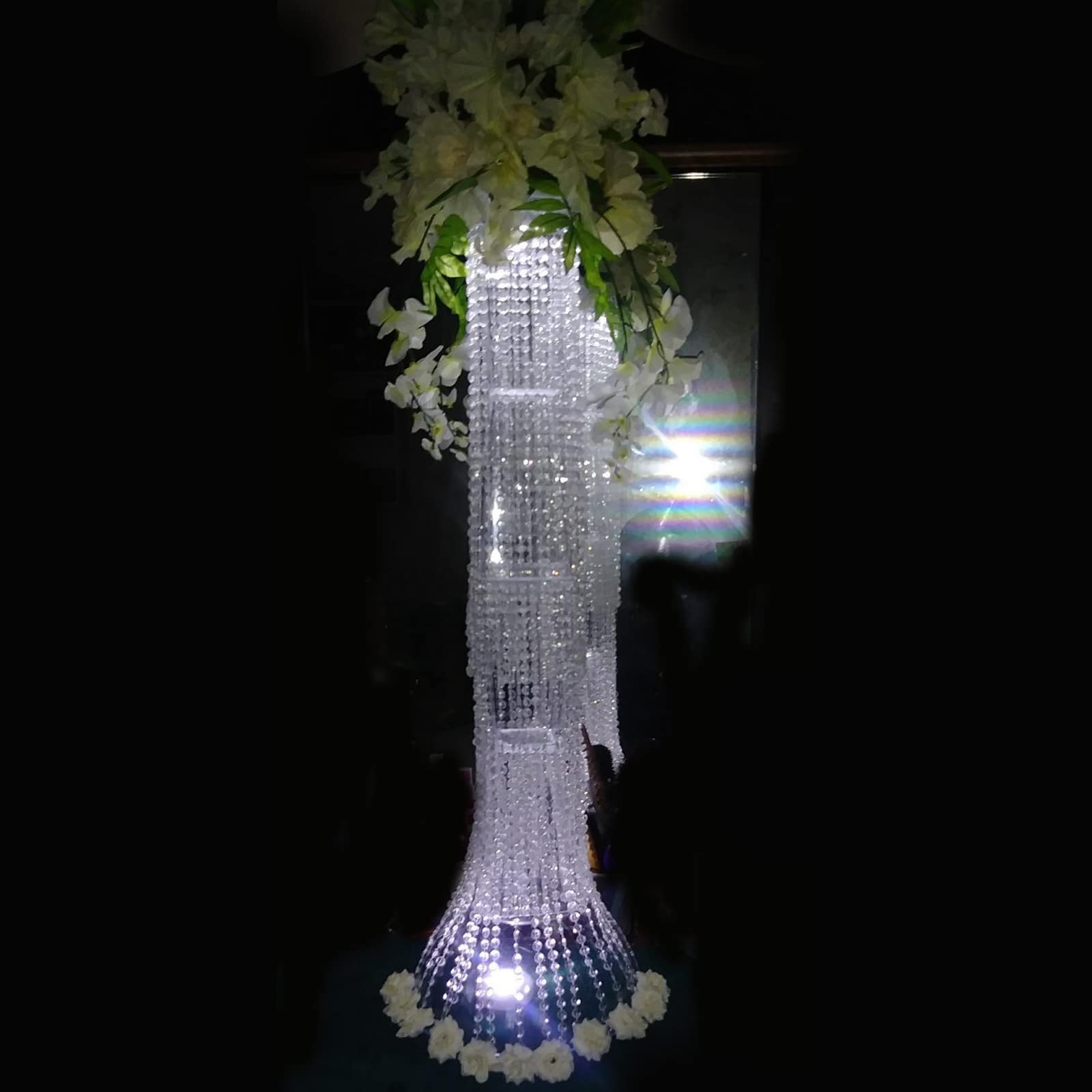 ZOENHOU 4 cuentas de cristal acrílico de 99 pies, cuentas de cristal transparente como cuentas de bricolaje guirnalda de diamantes envueltas por el rollo para cortina, boda, fiesta de cumpleaños