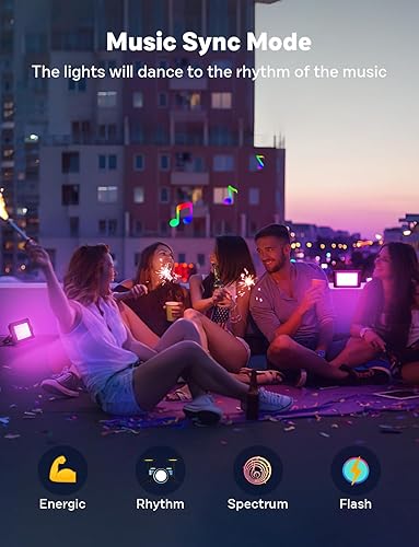 Miniatura 5 de ALFELE RGBW - Luces de inundación para exteriores de 48 W, luces LED para exteriores 6 en 1, iluminación inteligente de paisaje que cambia de color,