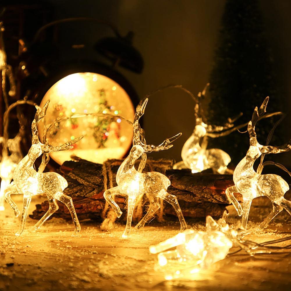 Cadena Luces, Luces Decorativas, Cadena Luces LED, Cadena Luces LED con Forma Reno, Luces Hadas alimentadas por USB y batería, Luces Decorativas navideñas Hacer tú Mismo, decoración Creativa Interior