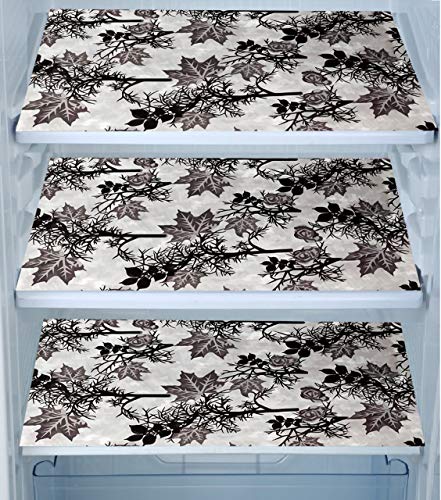 Image of Polyester 3-Layered Fridge Top Cover /Refrigerator Cover With Utility Pockets and Set of 3 Pc Fridge Mats (Color-Black, Size- 39x21 Inches)