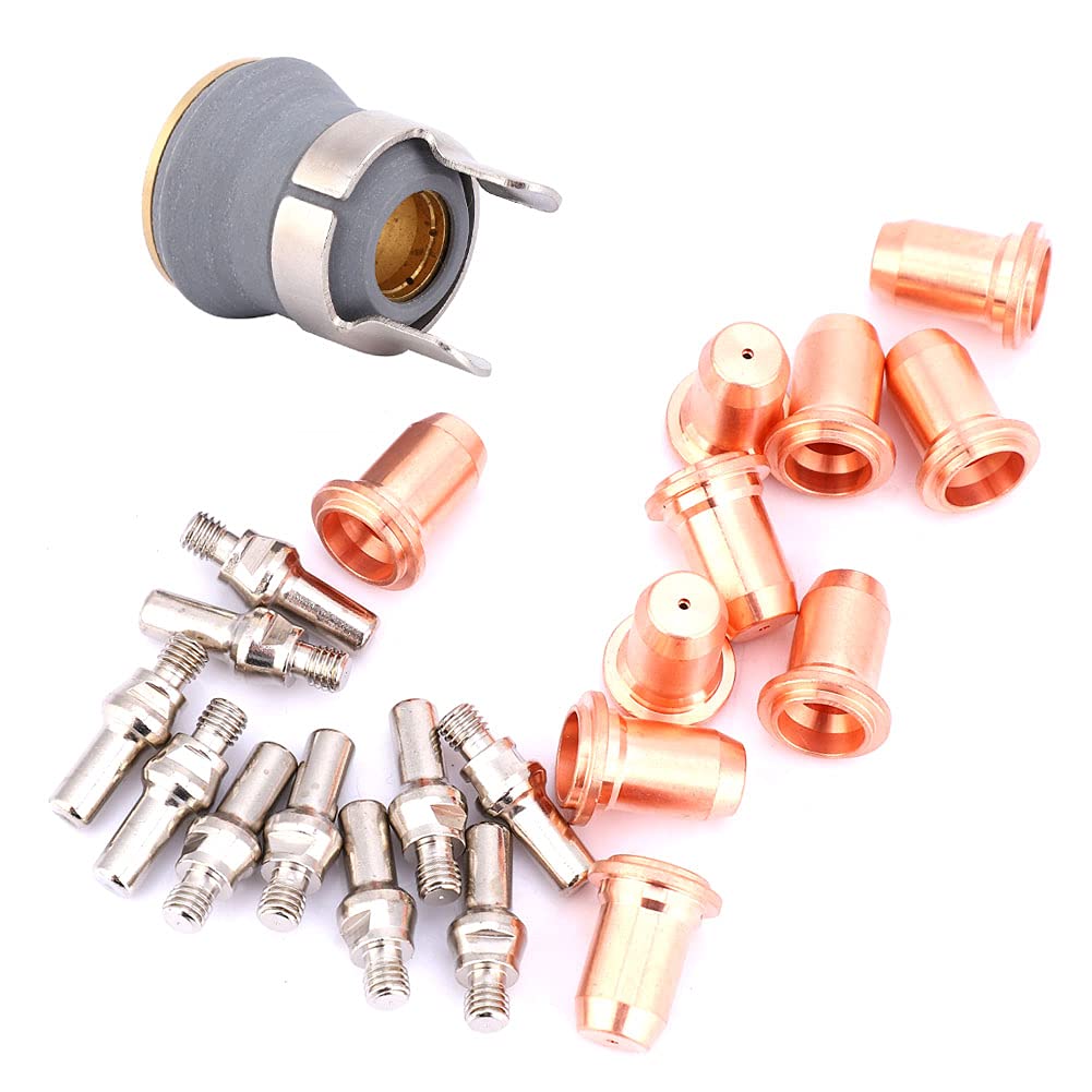 Ensemble de Pointe de Coupe au Plasma 22 Pièces PT60 PT40 avec Becs d'Électrode 1.0mm et Bouclier Stand-Off pour Torche de Découpe Métallique Précise Professionnelle