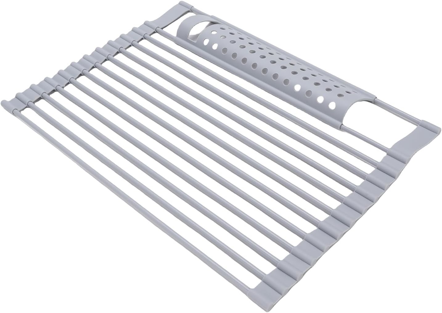 Dish Drying , Foldable Non-Slip Sink Drying Mat with Utensil Holder for Kitchen (L)
