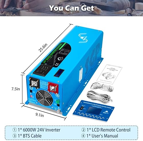 Miniatura 6 de SUNGOLDPOWER Cargador inversor de 6000 W entrada de 24 VCC y 240 VAC salida de corriente alterna de 120 V240 V baja frecuencia pico de 18000 W