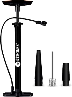 Konex Portable Air Pump with Needle & Dual Valve | Ergonomic Grip with Sturdy Base | Ideal for Inflating Cycle Tyres