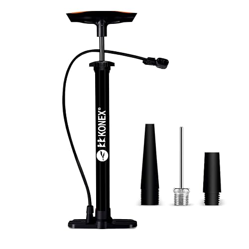 Konex Cycle Pump with Needle & Dual Valve |Ergonomic Grip|Ideal for Everyday Inflating (Black)