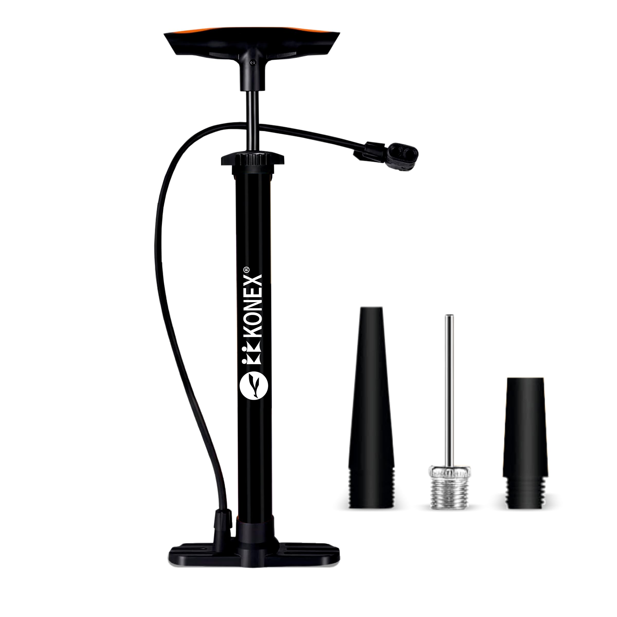 Konex Cycle Pump with Needle & Dual Valve |Ergonomic Grip|Ideal for Everyday Inflating (Black)
