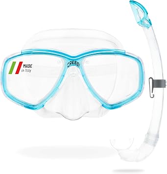 Cressi Perla Separate Glass Mask & Snorkel Set Adults, Dry Top Snorkel