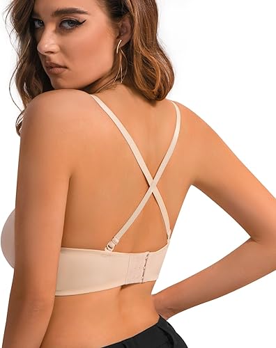 Miniatura 3 de Plusexy - Brasier con push-up sin tiras, con relleno grueso, aros convertibles, multiusos, para mujer